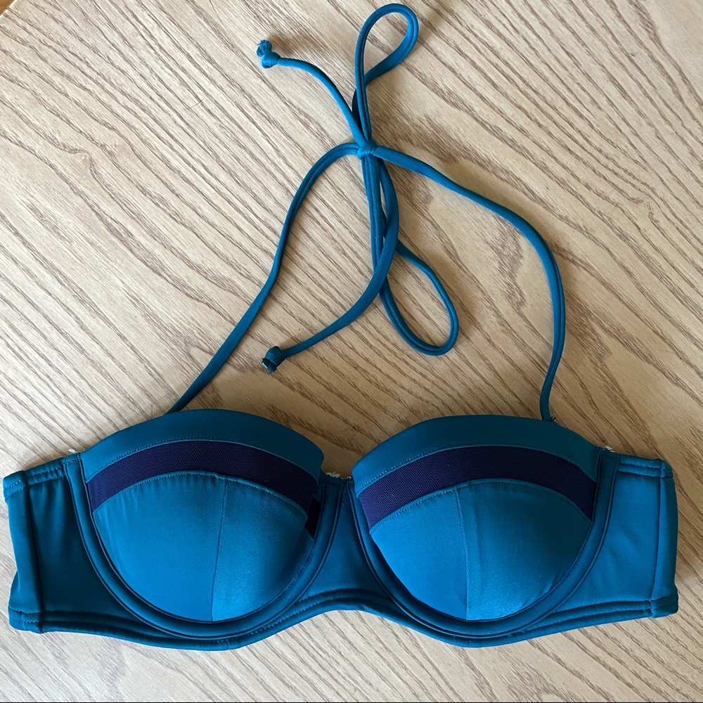 Push up padded bikini top halter mesh 34a small